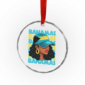 Bahamian Girl Crystal Glass Ornament Melanin Afro Messy Bun Black Woman Bahamas Flag TS10 Print Your Wear