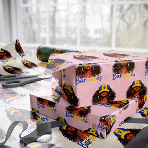 Bajan Girl Wrapping Paper Roll Barbados Flag Caribbean Heritage Pride Graphic Gift TS10 Light Pink Print Your Wear