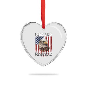 Bald and Majestic Bald Eagle 4th of July Heart Crystal Glass Ornament Funny Dad Husband Grandpa Joke