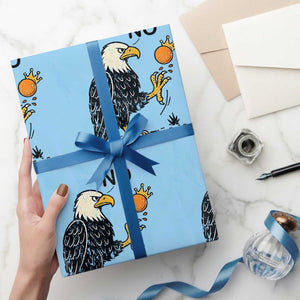 Bald Eagle No Kings In America Wrapping Paper Roll No Orange We The People Patriotic Political Statement TS02 Light Blue Print Your Wear