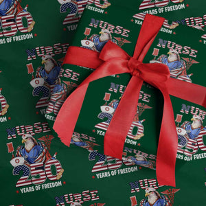 Bald Eagle Nurse 250 Years Of Freedom Wrapping Paper Roll Patriotic American Nurse Gift TS12 Green Print Your Wear