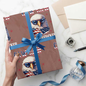 Bald Eagle Patriotic Wrapping Paper Roll Caw Caw Motherfucker American Flag TS10 Mocha Print Your Wear