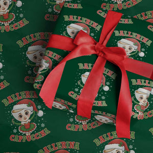 Ballerina Cappuccina Wrapping Paper Roll Funny Italian Brainrot Meme Christmas Gift TS12 Green Print Your Wear