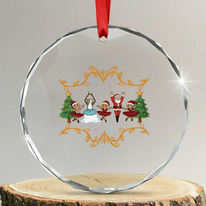 Ballet Lover Xmas Crystal Glass Ornament Funny Gingerbread Santa Snowman Dance TS12 Transparent Glass 3'' Circle Print Your Wear
