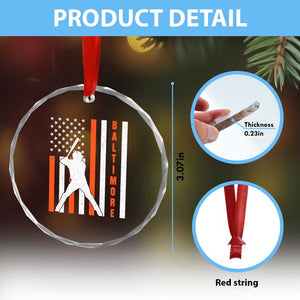 Baltimore Sport Baseball Fans Crystal Glass Ornament Cool Distressed US Flag Maryland TS10 Print Your Wear