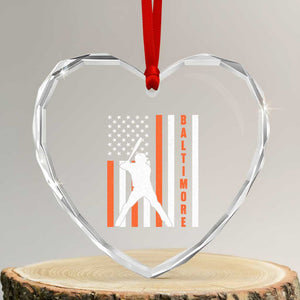 Baltimore Sport Baseball Fans Heart Crystal Glass Ornament Cool Distressed US Flag Maryland TS10 Transparent Glass 3'' Heart Print Your Wear