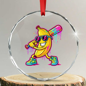 Banana Baseball Drip Crystal Glass Ornament Funny Baseball Drip Ice Cream Kids Youth Boys TS10 Transparent Glass 3'' Circle Print Your Wear