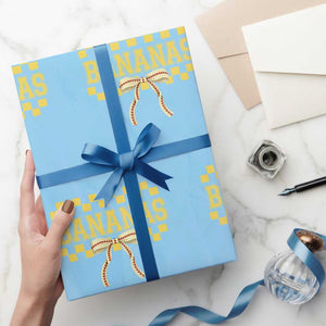 Bananas Coquette Bow Checkered Wrapping Paper Roll Women Girls Kids TS10 Light Blue Print Your Wear
