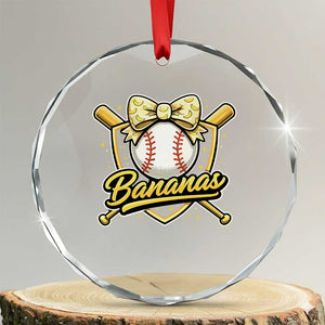 Bananas Coquette Bow Crystal Glass Ornament Baseball Bats Banana Lovers Women Girls Kids TS10 Transparent Glass 3'' Circle Print Your Wear