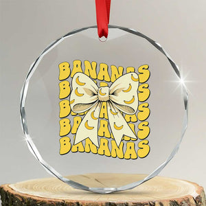 Bananas Coquette Bow Crystal Glass Ornament Retro Banana Lovers Women Girls Kids TS10 Transparent Glass 3'' Circle Print Your Wear