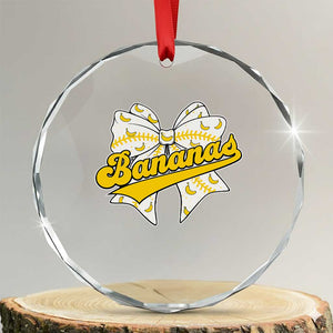 Bananas Coquette Bow Crystal Glass Ornament Retro Throwback Popular Fruit Humor Banana Classic TS10 Transparent Glass 3'' Circle Print Your Wear