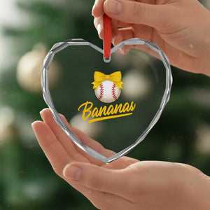 Bananas Coquette Bow Heart Crystal Glass Ornament Banana Retro Popular Fruit Humor Cute Girls Kids TS10 Print Your Wear