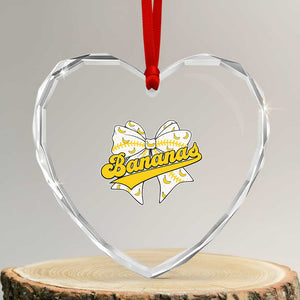 Bananas Coquette Bow Heart Crystal Glass Ornament Retro Throwback Popular Fruit Humor Banana Classic TS10 Transparent Glass 3'' Heart Print Your Wear