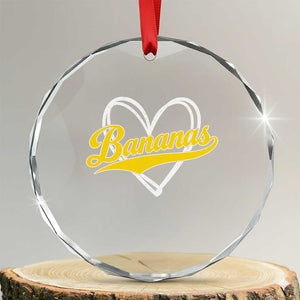 Bananas Vintage Heart Baseball Fan Game Day Crystal Glass Ornament TS11 Transparent Glass 3'' Circle Print Your Wear