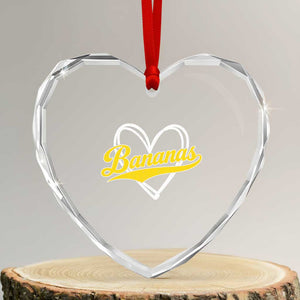 Bananas Vintage Heart Baseball Fan Game Day Heart Crystal Glass Ornament TS11 Transparent Glass 3'' Heart Print Your Wear
