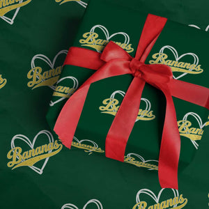 Bananas Vintage Heart Baseball Fan Game Day Wrapping Paper Roll TS11 Green Print Your Wear