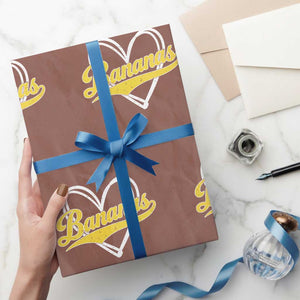 Bananas Vintage Heart Baseball Fan Game Day Wrapping Paper Roll TS11 Mocha Print Your Wear
