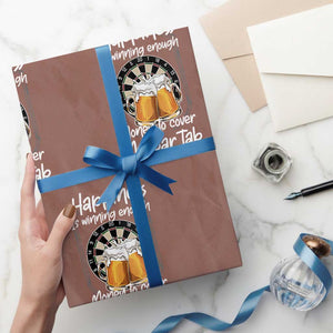 Bar Tab Darts Player Gift Wrapping Paper Roll Winning Money To Cover My Bar Tab TS12 Mocha Print Your Wear