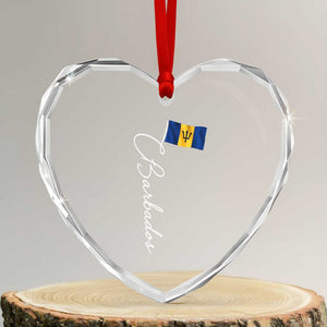 Barbados Flag Heart Crystal Glass Ornament Elegant Barbados Pride Patriotic Island Heritage Gift TS10 Transparent Glass 3'' Heart Print Your Wear