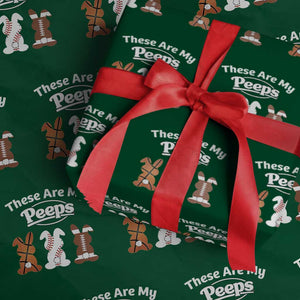 Baseball Basketball Football Easter Wrapping Paper Roll Cute Bunny Game Day Sports These Are My Peeps TS10 Green Print Your Wear