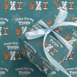 Baseball Basketball Football Easter Wrapping Paper Roll Cute Bunny Game Day Sports These Are My Peeps TS10 Teal Print Your Wear