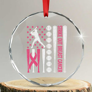 Baseball Breast Cancer Crystal Glass Ornament Pink Ribbon Strike Out Breast Cancer American Flag TS10 Transparent Glass 3'' Circle Print Your Wear