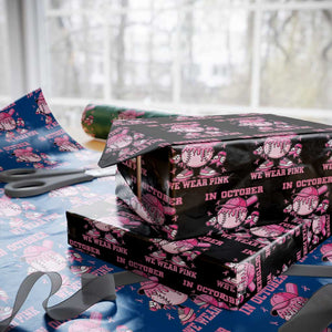 Baseball Breast Cancer Wrapping Paper Roll In October We Wear Pink Baseball Drip TS10 Black Print Your Wear