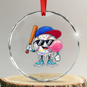 Baseball Bubble Gum Sports Game Day Crystal Glass Ornament TS11 Transparent Glass 3'' Circle Print Your Wear