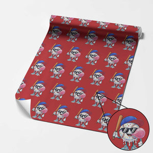 Baseball Bubble Gum Sports Game Day Wrapping Paper Roll TS11 Red Print Your Wear