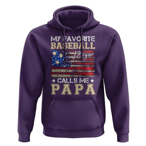 Baseball Dad Hoodie My Favorite Baseball Player Calls Me Papa Father's Day TS09 Purple Print Your Wear