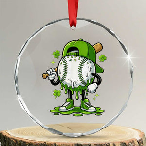 Baseball Drip Icecream Crystal Glass Ornament Youth Boy St Patricks Day Shamrock Green TS10 Transparent Glass 3'' Circle Print Your Wear
