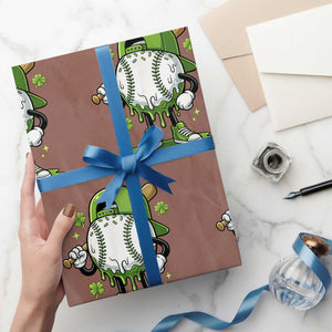 Baseball Drip Icecream Wrapping Paper Roll Youth Boy St Patricks Day Shamrock Green TS10 Mocha Print Your Wear