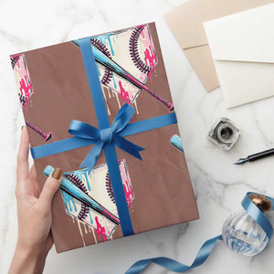 Baseball Home Plate Drip With Sprinkles Wrapping Paper Roll TS02 Mocha Print Your Wear