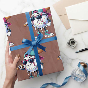 Baseball Life Style Wrapping Paper Roll Youth Drip Baseball Boys Kid TS10 Mocha Print Your Wear