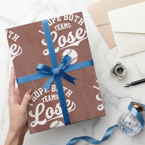 Baseball Meme Wrapping Paper Roll Retro I Just Hope Both Teams Lost Funny Sayings TS10 Mocha Print Your Wear