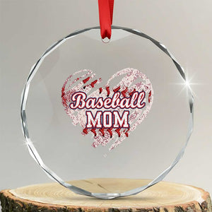 Baseball Mom Crystal Glass Ornament Baseball Mama Life Game Day Vintage Heart TS11 Transparent Glass 3'' Circle Print Your Wear