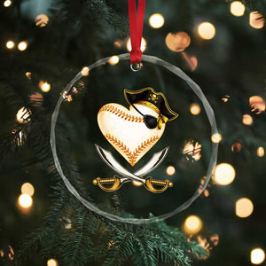 Baseball Pirate Crystal Glass Ornament Baseball Heart With Skull TS10 Print Your Wear