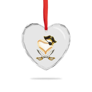 Baseball Pirate Heart Crystal Glass Ornament Baseball Heart With Skull TS10 Print Your Wear