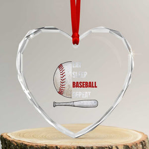 Baseball Player Heart Crystal Glass Ornament Retro Funny Eat Sleep Baseball Repeat TS10 Transparent Glass 3'' Heart Print Your Wear