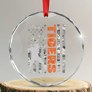 Baseball Player Tiger Crystal Glass Ornament Team Spirit American Flag USA Camo Patriotic Graphic TS10 Transparent Glass 3'' Circle Print Your Wear