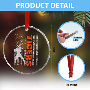 Baseball Player Tiger Crystal Glass Ornament Team Spirit American Flag USA Camo Patriotic Graphic TS10 Print Your Wear