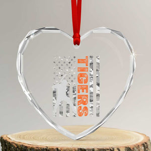 Baseball Player Tiger Heart Crystal Glass Ornament Team Spirit American Flag USA Camo Patriotic Graphic TS10 Transparent Glass 3'' Heart Print Your Wear