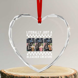 Baseball Raccoon Literally Just a Bleacher Creature Heart Crystal Glass Ornament Funny Trash Panda At Ballfield TS11 Transparent Glass 3'' Heart Print Your Wear