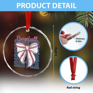 Baseball Sister Crystal Glass Ornament Coquette Bow Biggest Fan Sport Lovers Girl TS10 Print Your Wear