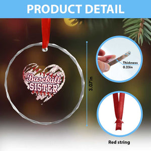 Baseball Sister Crystal Glass Ornament Vintage Baseball Heart Game Day TS11 Print Your Wear