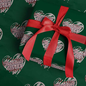 Baseball Sister Wrapping Paper Roll Vintage Baseball Heart Game Day TS11 Green Print Your Wear