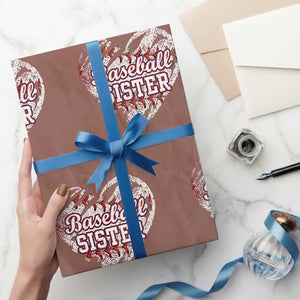 Baseball Sister Wrapping Paper Roll Vintage Baseball Heart Game Day TS11 Mocha Print Your Wear