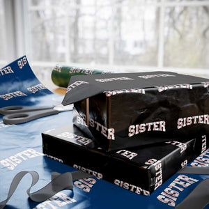 Baseball Sister Wrapping Paper Roll Retro Varsity Baseball Season Family TS10 Black Print Your Wear