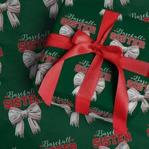 Baseball Sister Wrapping Paper Roll Soft Ball Game Day Dripping Ice Cream Coquette Bow TS02 Green Print Your Wear
