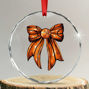 Basketball Coquette Bow Crystal Glass Ornament Game Day TS10 Transparent Glass 3'' Circle Print Your Wear